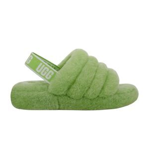 UGG Fluff Yeah Slide On Slippers Slingback Plush Apple Green Women’s Size 11